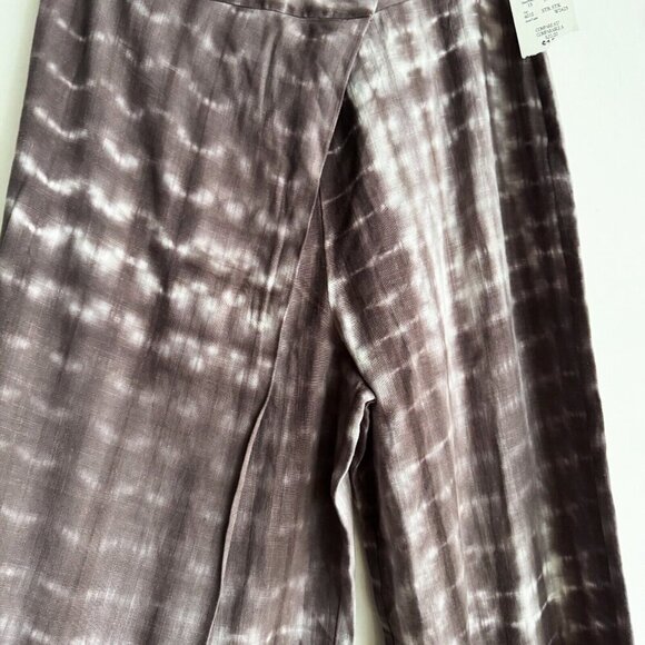Zara Tie Dye Grey White Linen Blend Pants Wide Leg Relaxed M - Picture 6 of 9